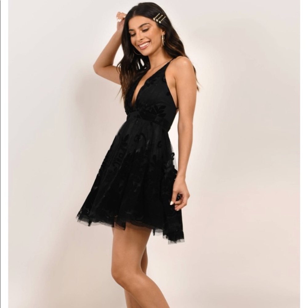 GRATEFUL FOR MY EX BLACK LACE SKATER DRESS
